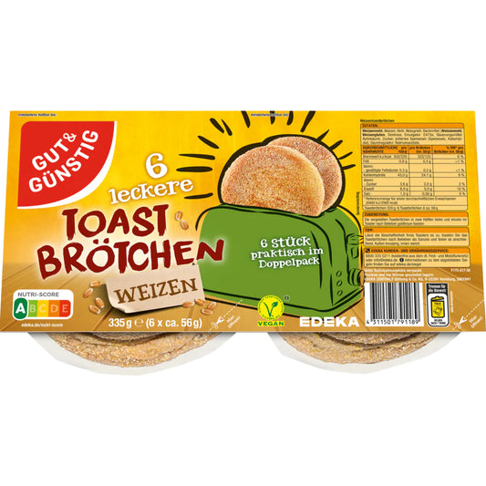 GUT&GÜNSTIG Weizen-Toastbrötchen 335 g