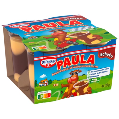 Dr.Oetker Paula Schokoladenpudding mit Vanillegeschmack-Flecken 4 x 125 g