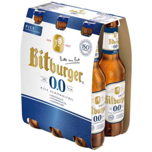 Bitburger 0,0 % Alkoholfreies Pils - 6-Pack 6 x 0,33 l