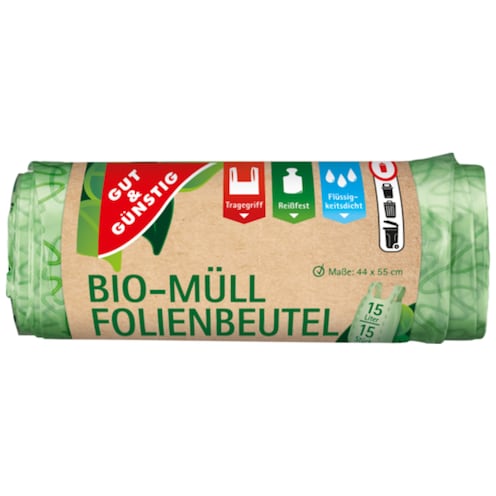 GUT&GÜNSTIG Bio-Müll Folienbeutel 15 Liter 15 Stück