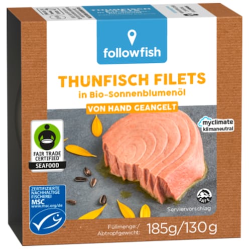 followfish MSC Thunfisch Filets in Bio-Sonnenblumenöl 185 g