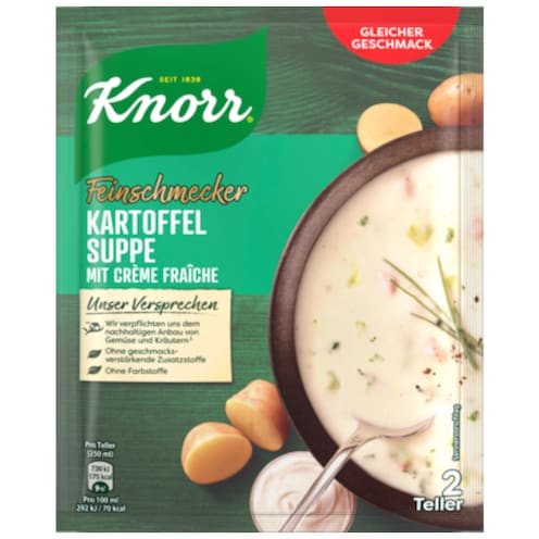 Knorr Feinschmecker Kartoffel Creme Fraiche Suppe für 2 Teller