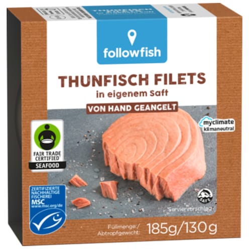 followfish MSC Thunfisch Filets in eigenem Saft 185 g