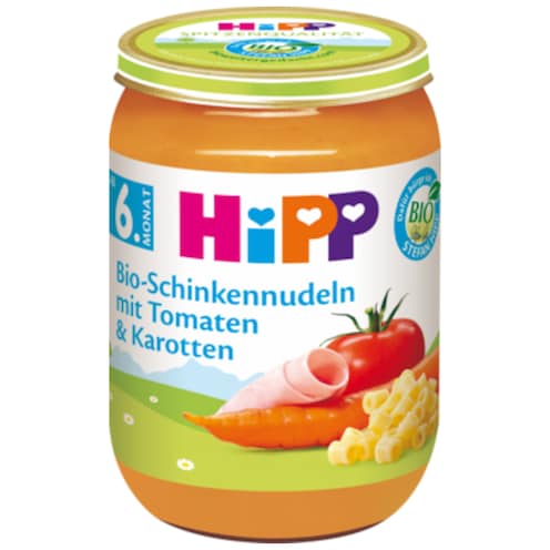 HiPP Bio Schinkennudeln mit Tomaten & Karotten ab 6. Monat 190 g