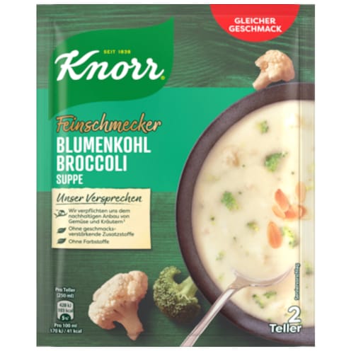 Knorr Feinschmecker Blumenkohl Broccoli Suppe für 2 Teller