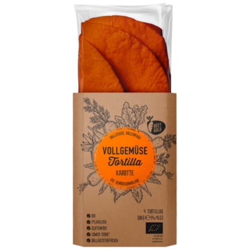 Beetgold Bio Vollgemüse Tortilla Karotte 4 Stück ca. 180 g