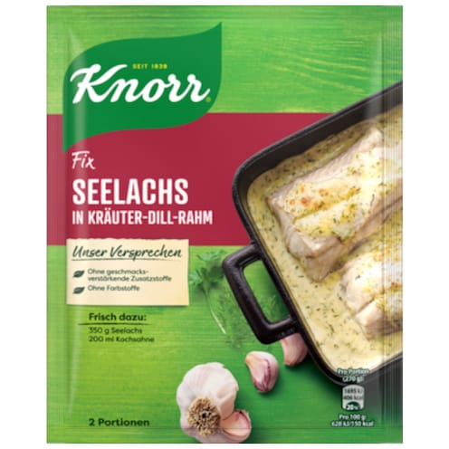 Knorr Fix Seelachs in Kräuter-Dill-Rahm für 2 Portionen