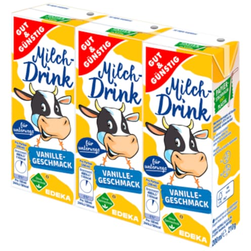 GUT&GÜNSTIG Milchdrink Vanille, 3er-Pack 3 x 200 ml