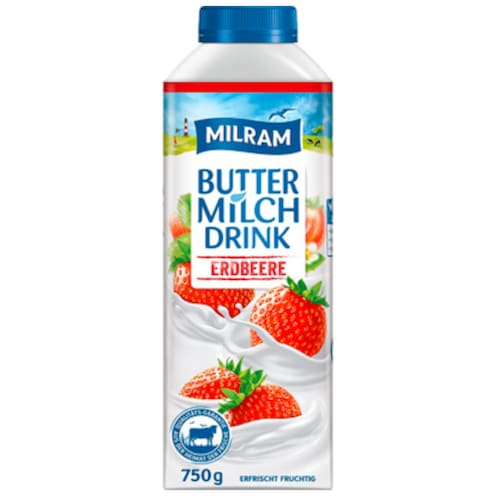MILRAM Buttermilch Drink Erdbeere 0,4 % Fett 750 g