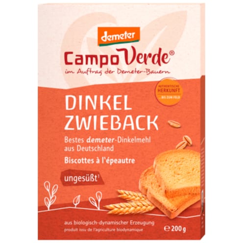 Campo Verde Demeter Dinkel Zwieback ungesüßt 200 g