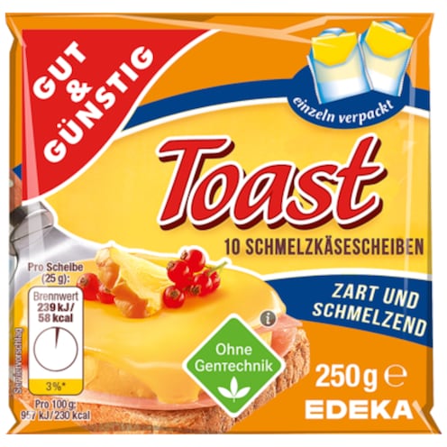 GUT&GÜNSTIG Schmelzkäsescheiben Toast 35% Fett i. Tr. 250 g