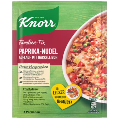 Knorr Familien-Fix Paprika Nudel Auflauf mit Hackfleisch für 4 Portionen