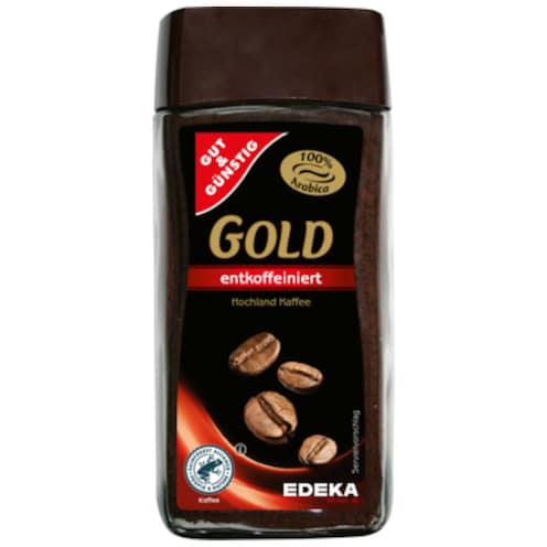 GUT&GÜNSTIG GOLD löslicher Bohnenkaffee, entkoffeiniert 100 g