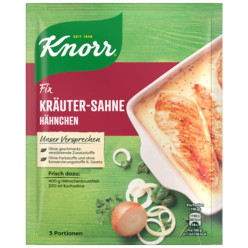 Knorr Fix Kräuter Sahne Hähnchen für 3 Portionen