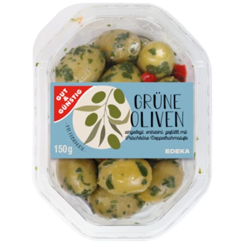 GUT&GÜNSTIG Grüne Oliven gefüllt mit Frischkäse 150 g