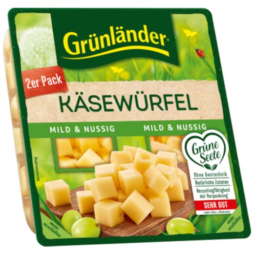 Grünländer Käsewürfel Mild & Nussig 48 % Fett i. Tr. 2 x 60 g
