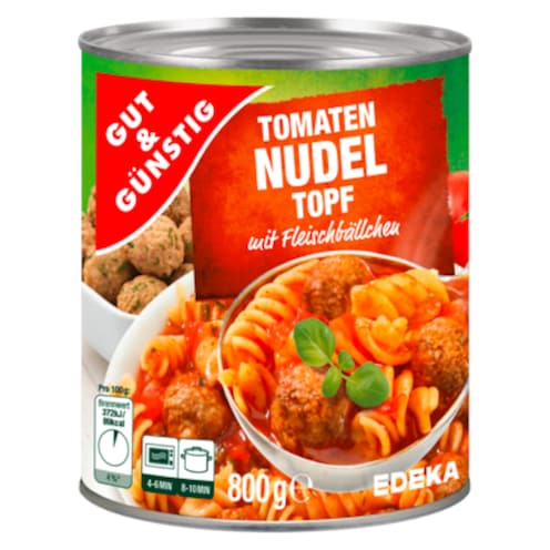 GUT&GÜNSTIG Tomaten-Nudel-Topf mit Fleischbällchen 800 g