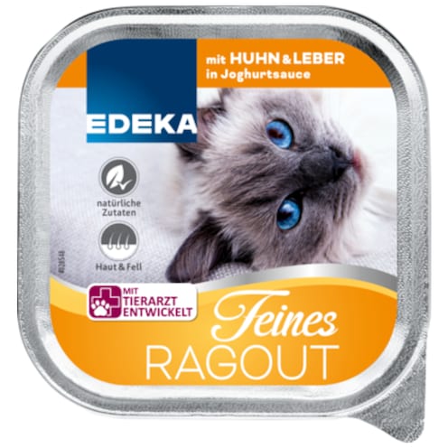 EDEKA Feines Ragout mit Huhn & Leber in Joghurtsauce 100 g