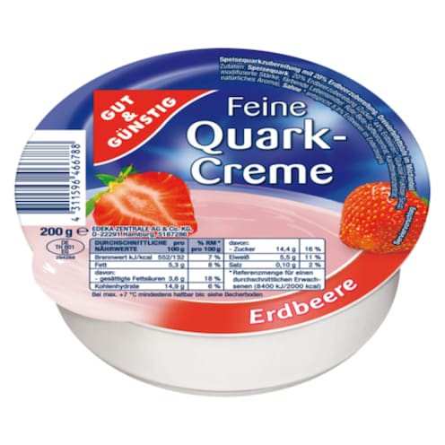 GUT&GÜNSTIG Feine Quarkcreme Erdbeere 200 g