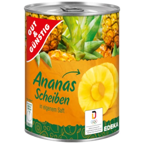 GUT&GÜNSTIG Ananas ganze Scheiben 820 g