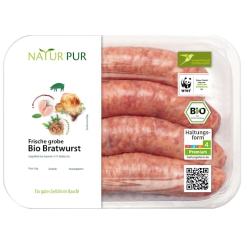Natur Pur Frische grobe Bio Bratwurst 4 x 100 g