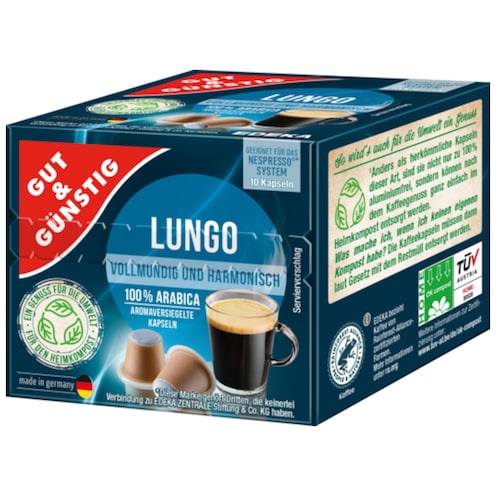 GUT&GÜNSTIG Kaffeekapseln Lungo 10 x 5,2 g