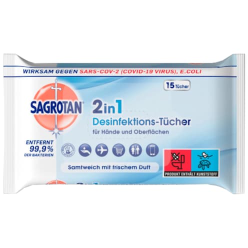 Sagrotan 2 in 1 Desinfektions-Tücher 15 Stück