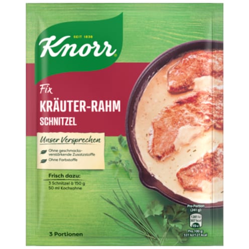 Knorr Fix Kräuter Rahm Schnitzel für 3 Portionen