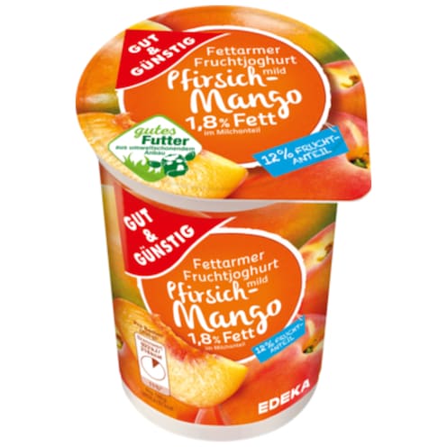 GUT&GÜNSTIG Fettarmer Fruchtjoghurt 1,8% Fett Pfirsich-Mango 250 g