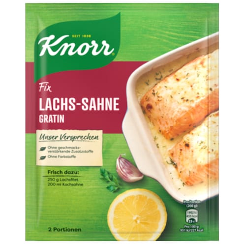 Knorr Fix Lachs Sahne Gratin für 2 Portionen