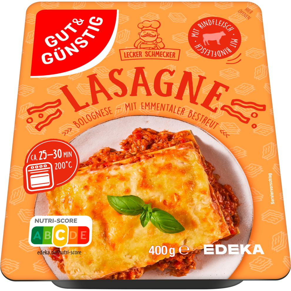 Gut & Günstig Lasagne Bolognese mit Rindfleisch 400 g