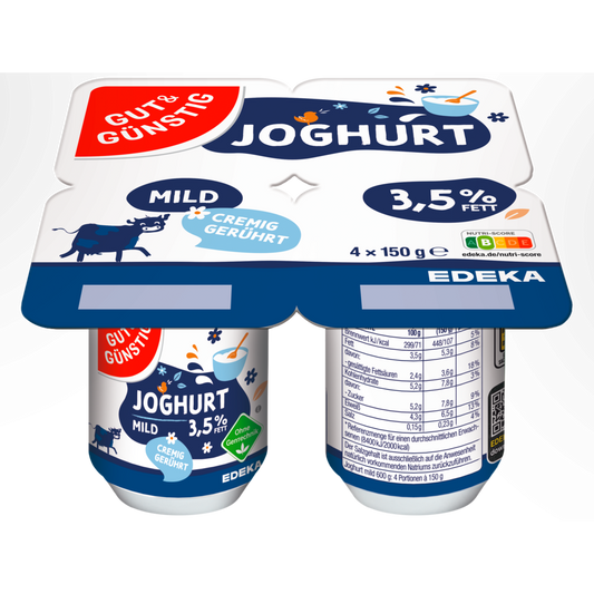 GUT&GÜNSTIG Joghurt mild, 4er-Pack 4 x 150 g 3,5%