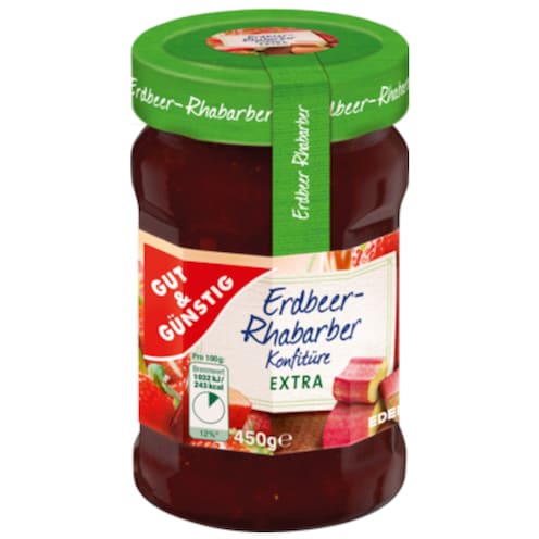 GUT&GÜNSTIG Erdbeer-Rhabarber Konfitüre extra 450 g