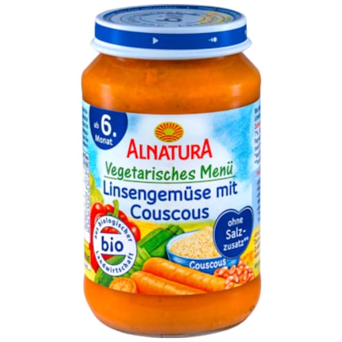 Alnatura Bio Vegetarisches Menü Linsengemüse mit Couscous ab 6. Monat 190 g
