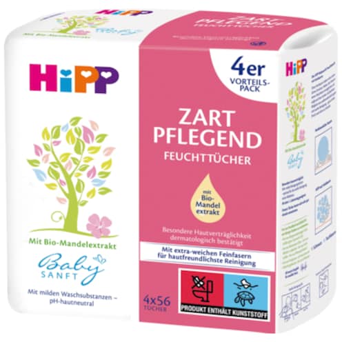 HiPP Babysanft Feuchttücher Zart Pflegend - Vorteilspack 4 x 56 Stück
