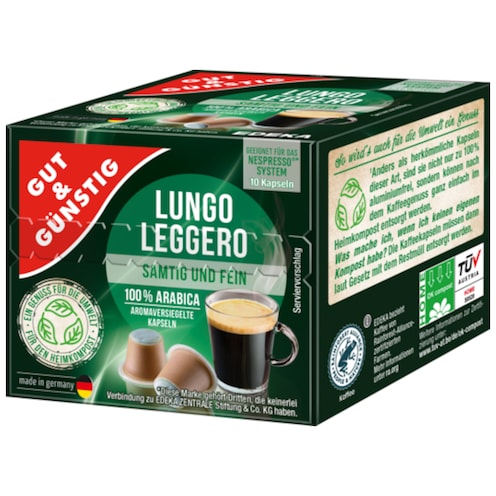 GUT&GÜNSTIG Kaffeekapseln Lungo Leggero 10 x 5,2 g