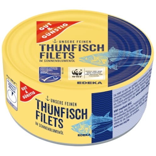 GUT&GÜNSTIG Thunfischfilets in Sonnenblumenöl 195 g