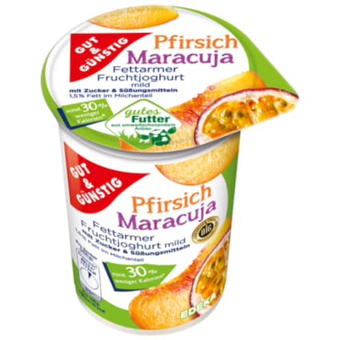 GUT&GÜNSTIG Fettarmer Fruchtjoghurt 1,5% Fett Pfirsich-Maracuja 250 g