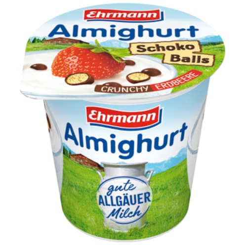 Ehrmann Almighurt Schoko Balls Crunchy-Erdbeere 3,8 % Fett 150 g
