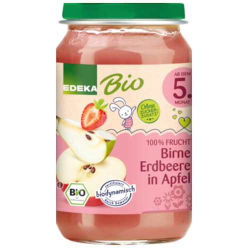 EDEKA Bio Birne Erdbeere in Apfel 190 g