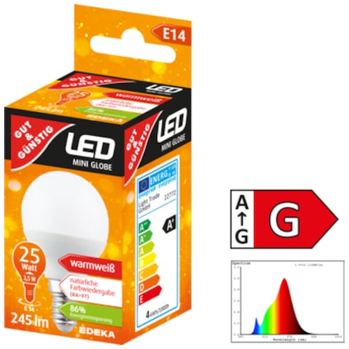 GUT&GÜNSTIG LED Tropfen E14, 245 Lumen, 3,5 Watt 1 Stück