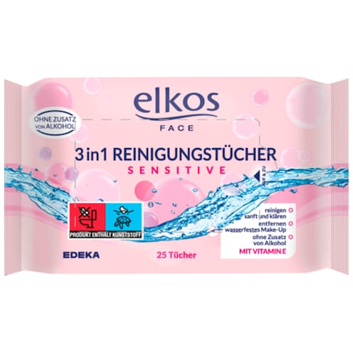 elkos FACE Reinigungstücher sensitiv 3 in 1 25 Stück