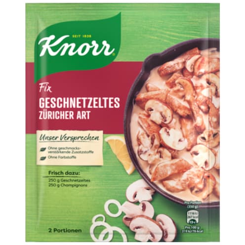 Knorr Fix Geschnetzeltes Züricher Art für 2 Portionen
