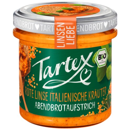 Tartex Bio Linsen Liebe Brotaufstrich Rote Linse italienische Kräuter 140 g