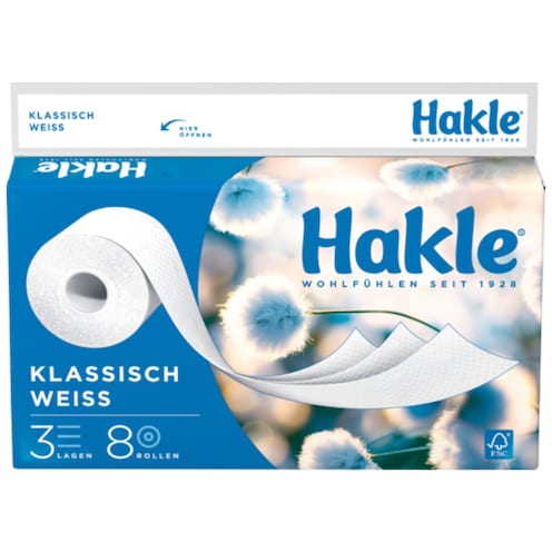 Hakle Klassisch Weiss Toilettenpapier 3-lagig 8 x 150 Blatt