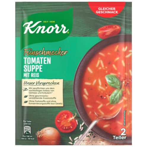 Knorr Feinschmecker Tomatensuppe mit Reis für 2 Teller