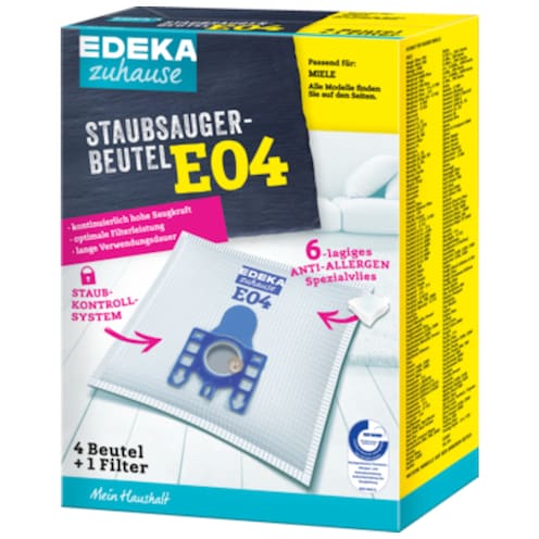 EDEKA zuhause Staubsaugerbeutel E04 4 Stück + 1 Filter