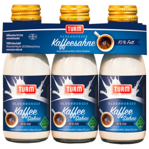 TURM Oldenburger Kaffee Sahne 10 % VLOG 3 x 100 g