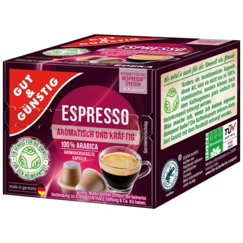 GUT&GÜNSTIG Kaffeekapseln Espresso 10 x 5,2 g