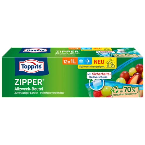 Toppits Zipper® Allzweck-Beutel 1 l 12 Stück